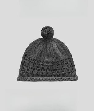 Dames Muts met Fair Isle Patroon, Pompon en Omgeslagen Boord - Warm & Stijlvol