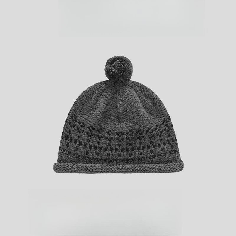 Dames Muts met Fair Isle Patroon, Pompon en Omgeslagen Boord - Warm & Stijlvol