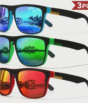Polaroid Zonnebril Heren Dames - Vintage Vierkant Design, UV400 Bescherming, Luxe Uitstraling