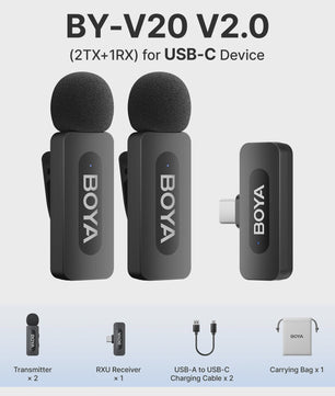 Draadloze Lavalier Microfoon BOYA BY-V voor iPhone, iPad & Android - Live Opnames & Interviews