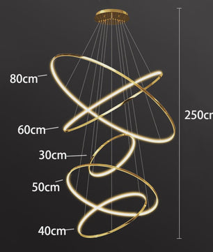 Luxe LED Trappenhuis Hanglamp - Moderne Ring Kroonluchter voor Woonkamer & Eetkamer