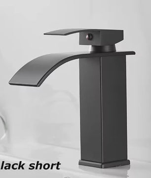 Moderne Waterval Kraan Zwart - RVS Wastafelkraan met Warm & Koud Water