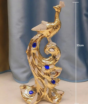 Luxe Gouden Pauwen Beeldjes - Creatieve Decoratie voor Woonkamer & Kast