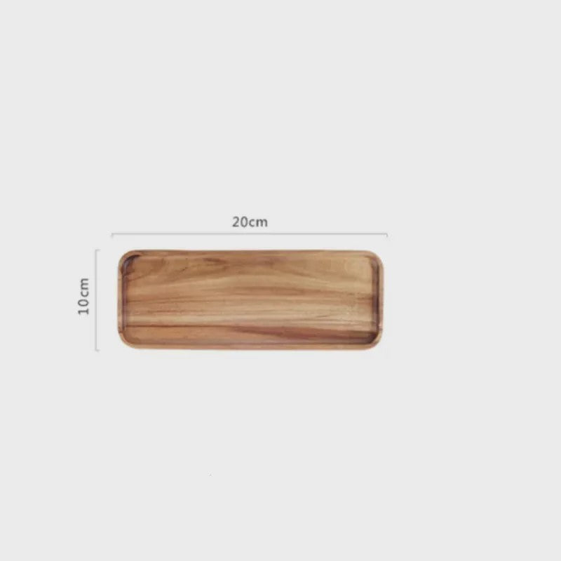 Acacia Houten Serveerschaal - Natuurlijk Hout, Perfect voor Snacks, Fruit & Thee