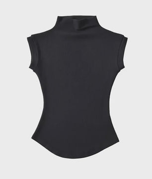 Dames Zomer Mouwloze Turtleneck Top - Slim Fit Basic T-shirt