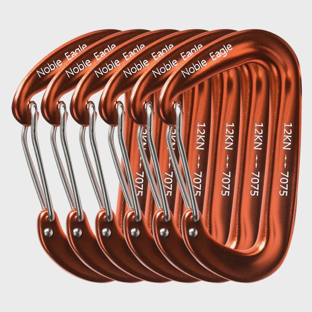 Set van 6 Karabiners 12kN D-Ring - Robuust Aluminium voor Outdoor & Klimmen