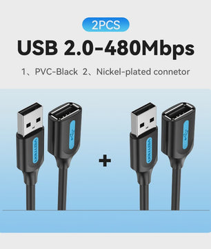 Vention USB 3.0 Verlengsnoer - Snelle Dataoverdracht voor PC, TV, Console & Meer