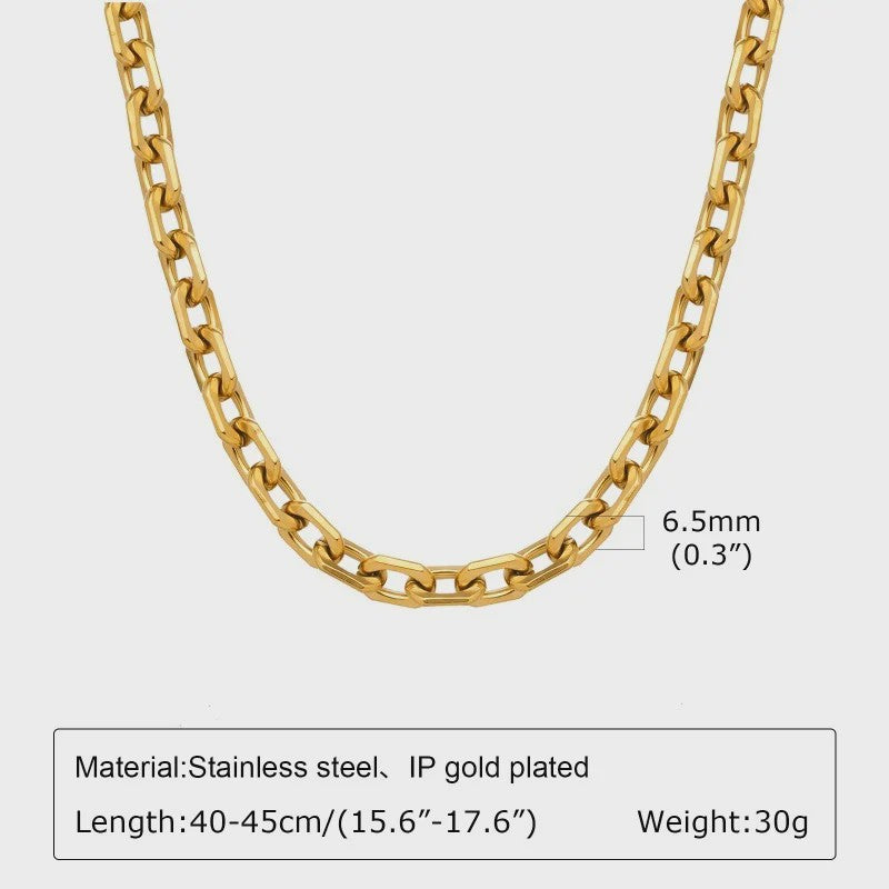Chunky Gouden Halsketting Dames - Roestvrij Staal Dikke Ovalen Schakelketting Choker