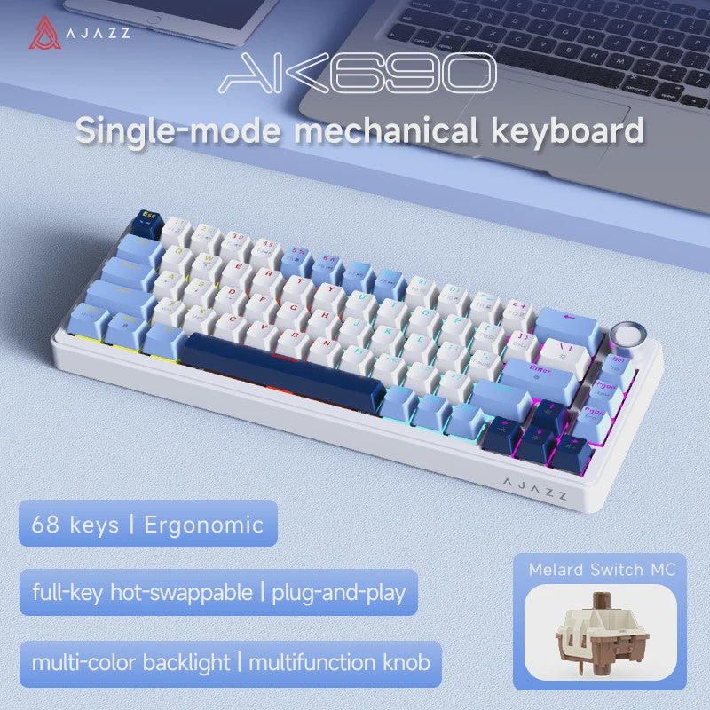 AJAZZ AK690 Mechanisch Gaming Toetsenbord - 68 Keys, Hot-Swap, USB, RGB Verlichting