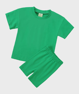 Katoenen Kinderkleding Set: T-shirt & Biker Shorts voor Jongens en Meisjes (1-13 Jaar)