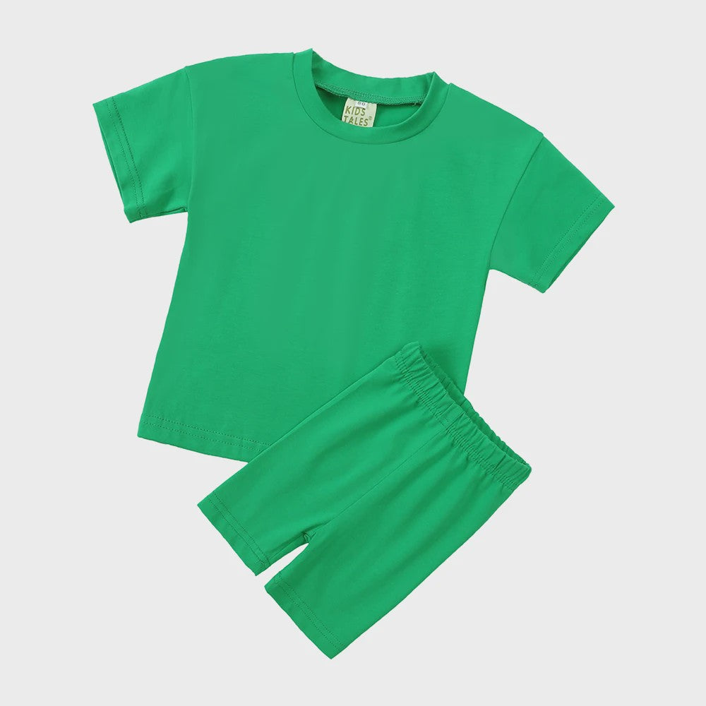 Katoenen Kinderkleding Set: T-shirt & Biker Shorts voor Jongens en Meisjes (1-13 Jaar)