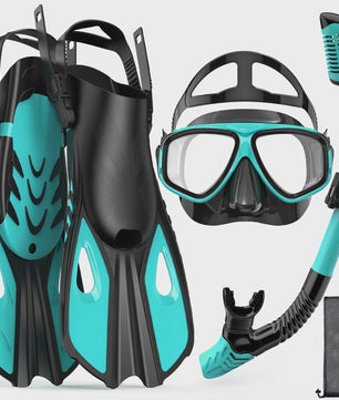 Complete snorkelset voor volwassenen: masker, snorkel, flippers en tas