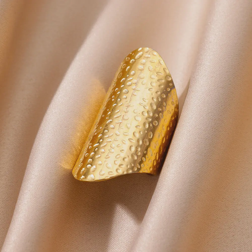 Gouden Ringen Dames - Roestvrij Staal Chunky Open Ringen Vintage Geometrisch Design