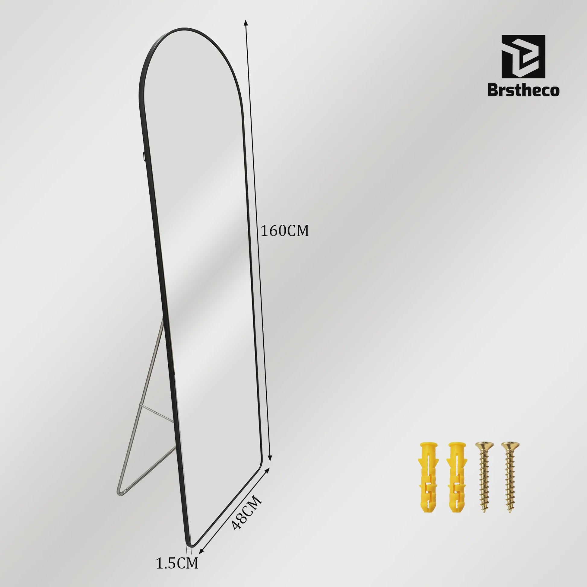 Grote Staande Spiegel 160x48cm - Volledige Lengte Spiegel met Aluminium Frame & HD Glas