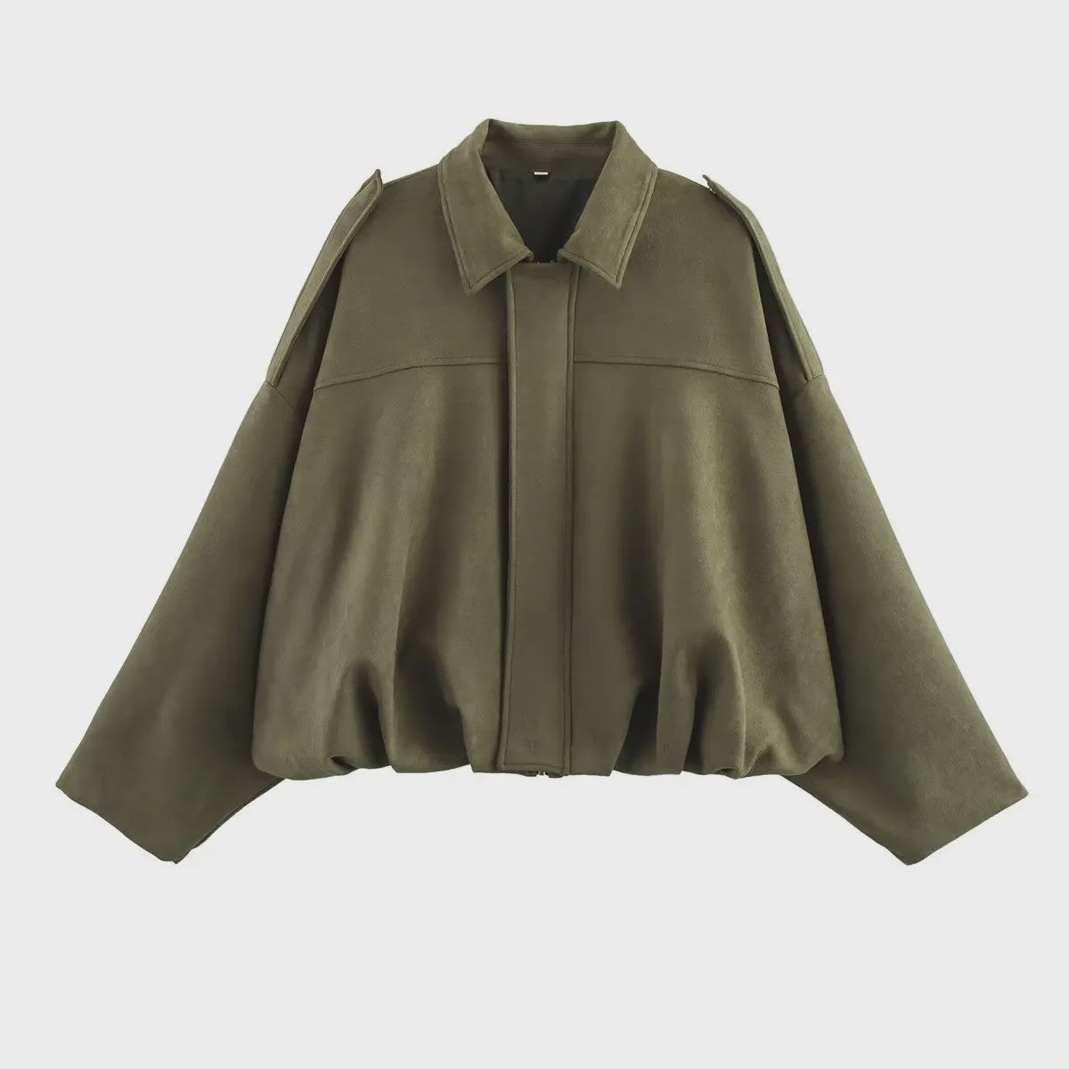 Dames Suède Bomberjack - Oversized Pasvorm, Lange Mouwen, Chic Streetwear