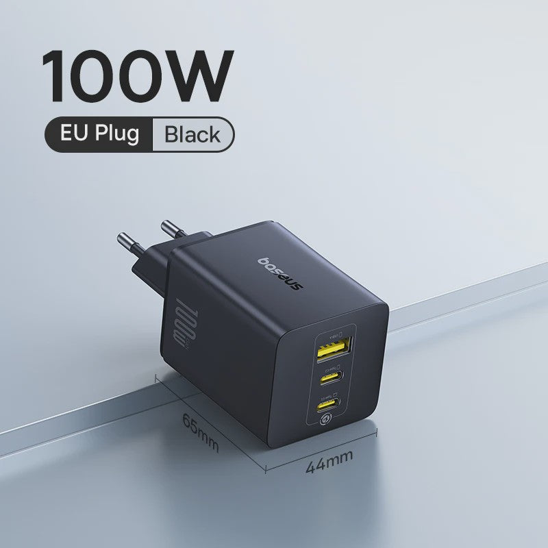 Baseus 100W GaN Snellader: Laad Laptop, Tablet & Telefoon Snel Op