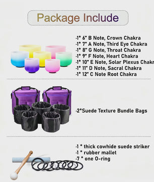 7-delige Kristallen Klankschaal Set (6-12 Inch) - 432Hz Chakra Stemming voor Meditatie & Sound Therapy