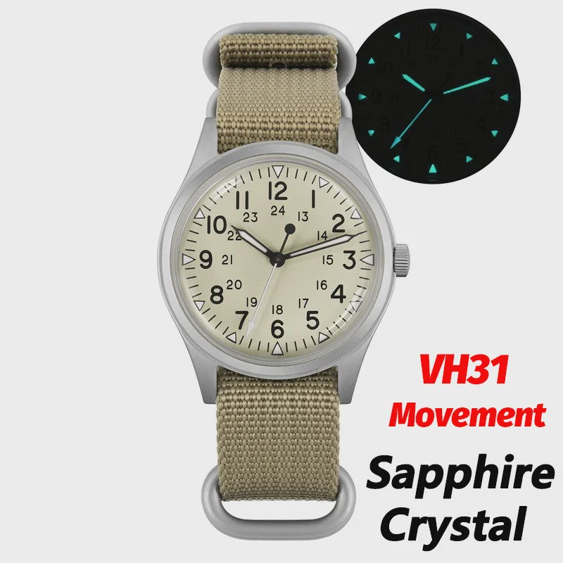 Militado ML07 Vintage Herenhorloge - 36mm Quartz met Bubble Crystal & AR Coating