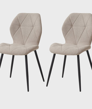 Set van 2, 4 of 6 Eetkamerstoelen - Gestoffeerd, Gewatteerd Linnenlook Stof, Metalen Poten