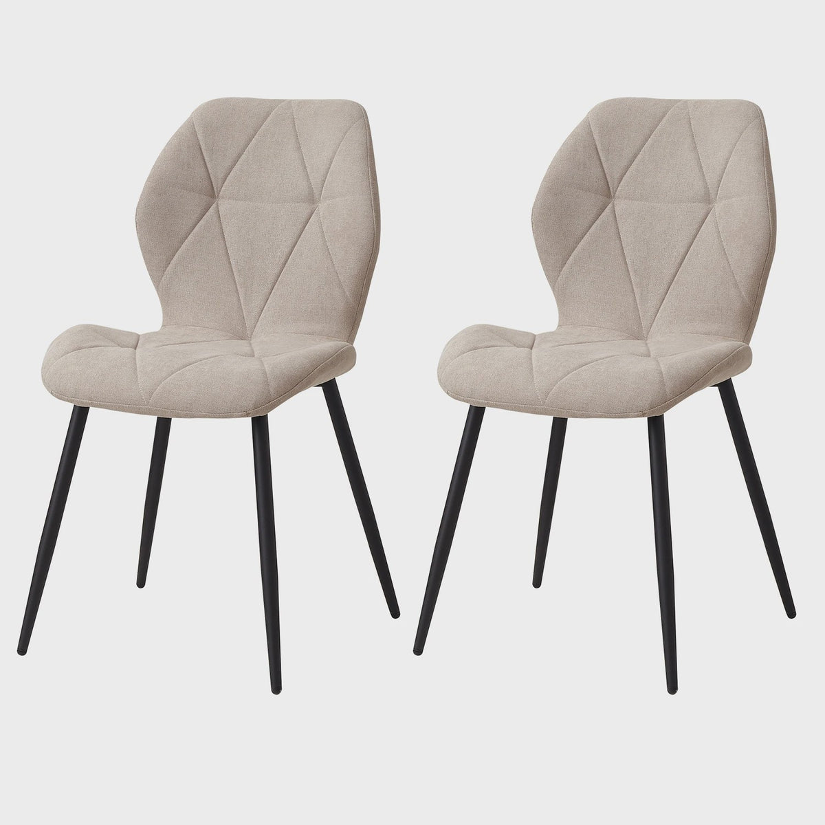 Set van 2, 4 of 6 Eetkamerstoelen - Gestoffeerd, Gewatteerd Linnenlook Stof, Metalen Poten