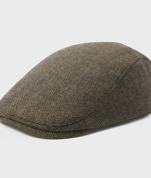 Heren Visgraat Wolmix Flat Cap - Stijlvolle Newsboy & Gatsby Pet voor Winter & Outdoor