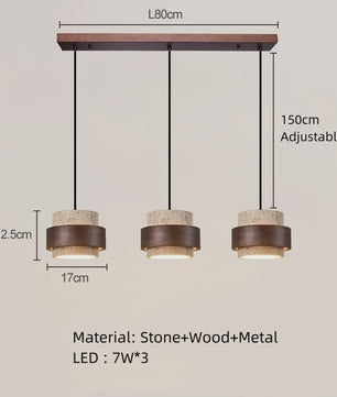 Moderne LED Hanglamp Hout & Natuursteen - Verstelbaar - Sfeervol voor Eetkamer & Slaapkamer
