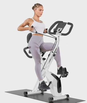 GartistGO foldable exercise bike, 8 resistance levels, with heart rate sensors, LCD stationary fitness bike for indoor cycling With extra-thick yoga and Pilates mat
