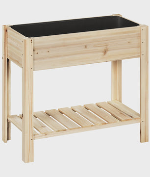Houten Verhoogd Plantenbak met Plank - 80x75x40cm - Tuin & Balkon