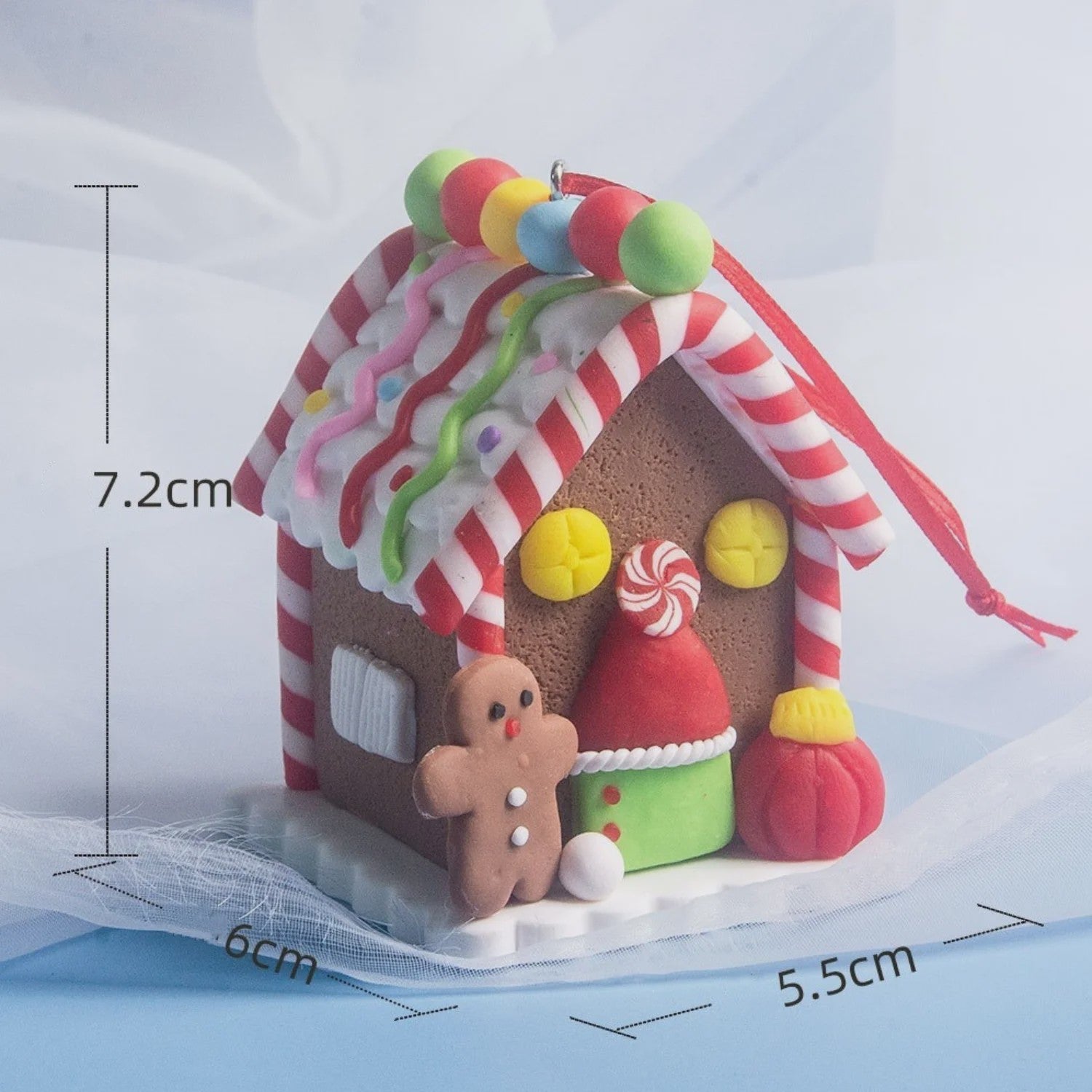 Set van 5 Kerstversiering Gingerbread Huizen - Decoratieve Kerstboom Hangers