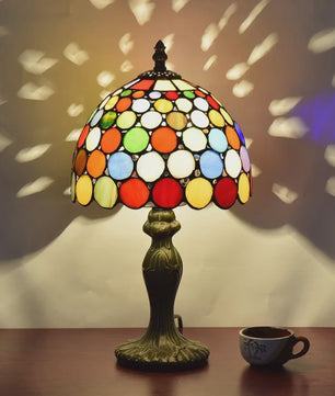 Stijlvolle Tiffany Tafellamp met Glas-in-Lood - Sfeervolle Leeslamp voor Woonkamer, Slaapkamer of Kantoor