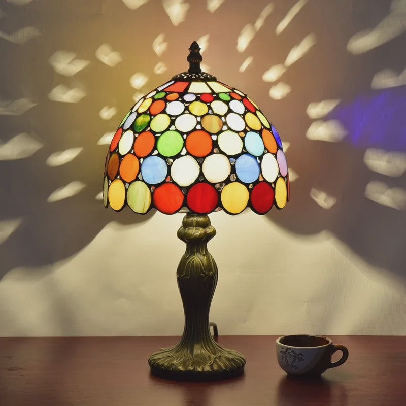 Stijlvolle Tiffany Tafellamp met Glas-in-Lood - Sfeervolle Leeslamp voor Woonkamer, Slaapkamer of Kantoor
