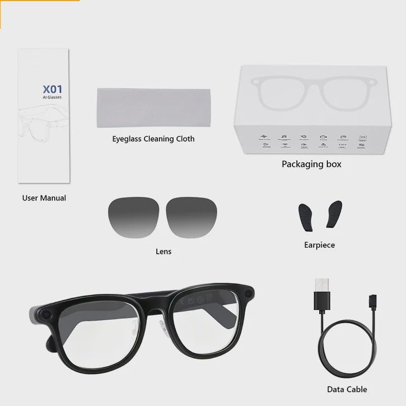 AI Smart Bril met Camera: Vertaling, Foto/Video, 3600mAh Batterij & WiFi/BT