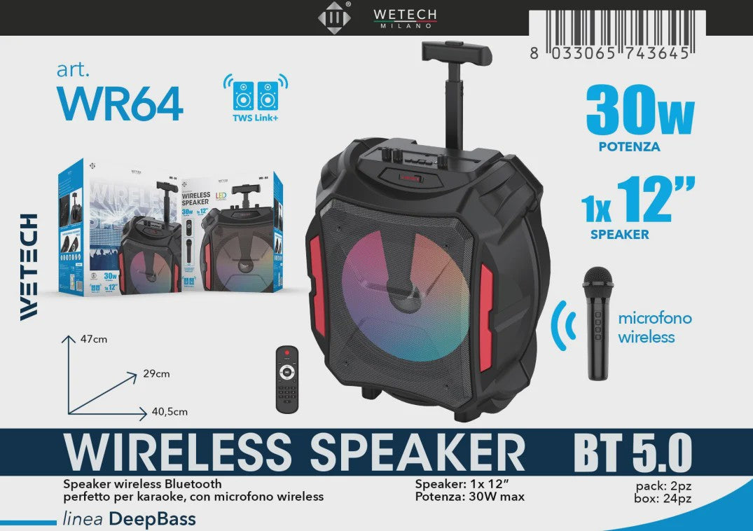 Draagbare Karaoke Bluetooth Speaker met LED, Draadloze Microfoon & Afstandsbediening - Perfect voor Outdoor Feesten