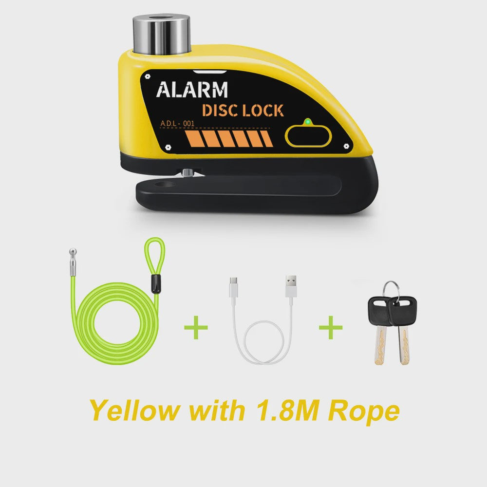Schijfrem slot met 120dB alarm, oplaadbaar en waterdicht voor motor, fiets en scooter