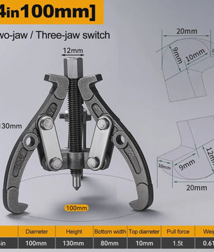 Robuuste 3-in-1 Trekker: 3- & 2-Bekken Trekker voor Lagers, Poelies & Vliegwielen (3, 4, 6 Inch)