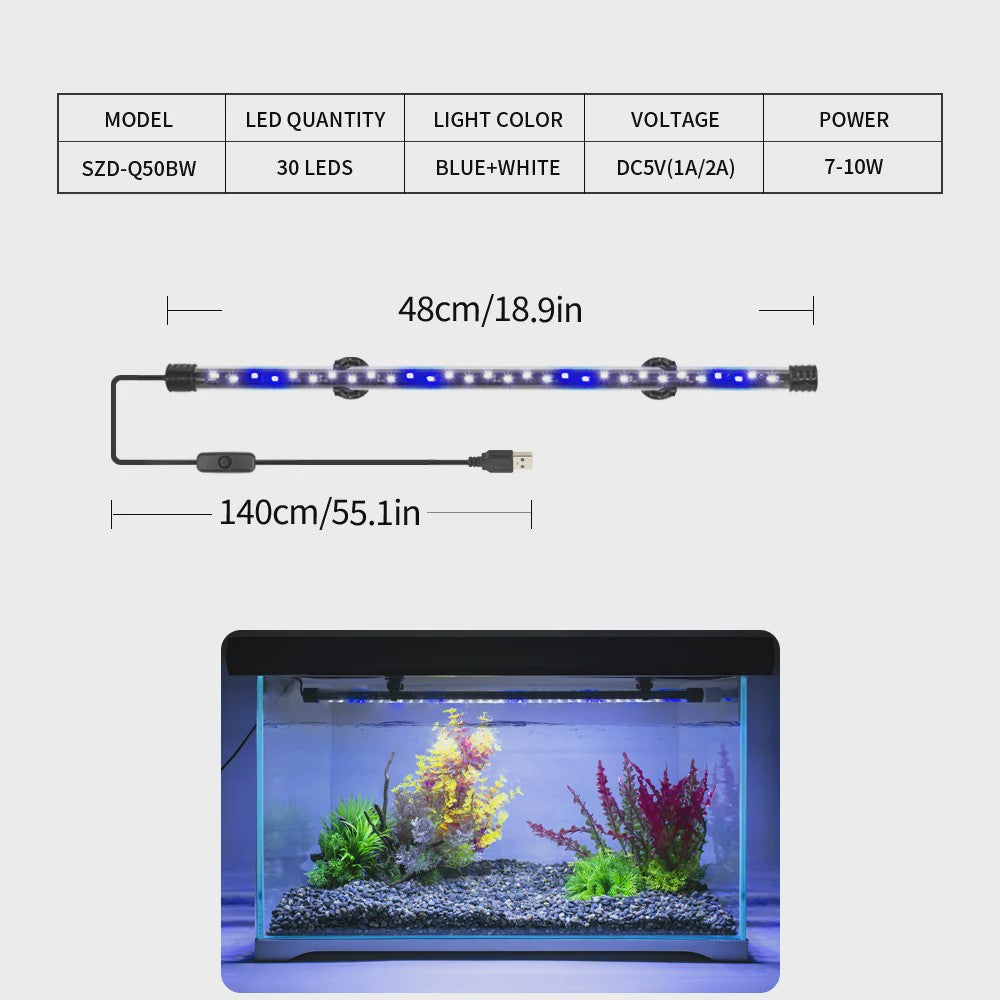 Waterdichte USB LED Aquarium Verlichting - Plantengroei & Decoratie (18-58cm)