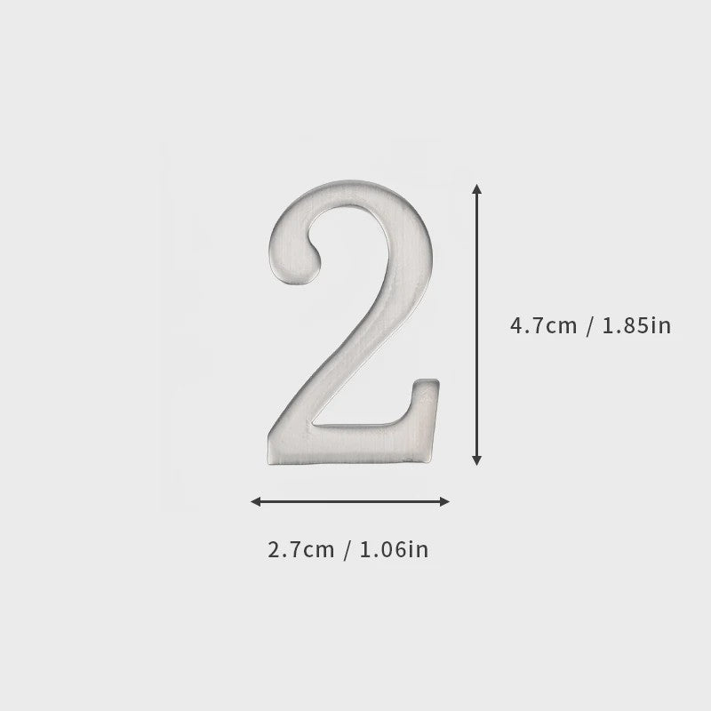 RVS Deurnummer met Zelfklevende Achterkant - 5x3cm Huisnummer voor Buiten