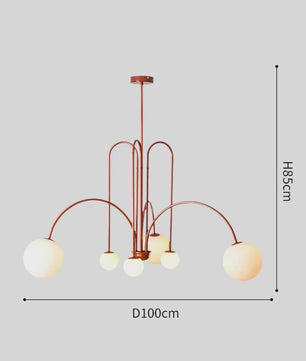 Nordic Minimalistische Plafondlamp Chandelier - Goud, Zwart, Rood - Sfeervolle Verlichting voor Woonkamer, Restaurant, Café
