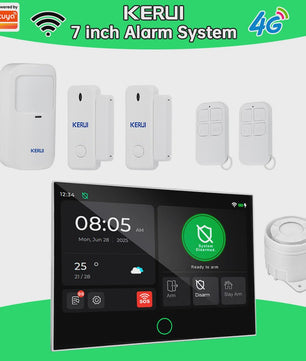 Kerui Alarmsysteem met 7-inch Touchscreen, 4G WiFi en Tuya Smart Integratie