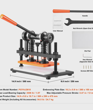 Handmatige Leer Snijmachine & Embossing Machine met Verstelbare Druk