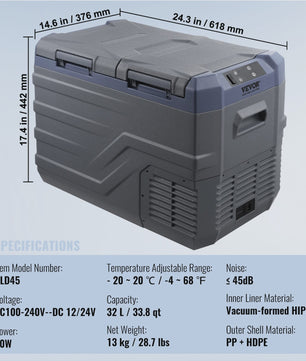 Draagbare Dubbel Zone Vriezer Koelkast met Compressor - 12/24V DC & AC