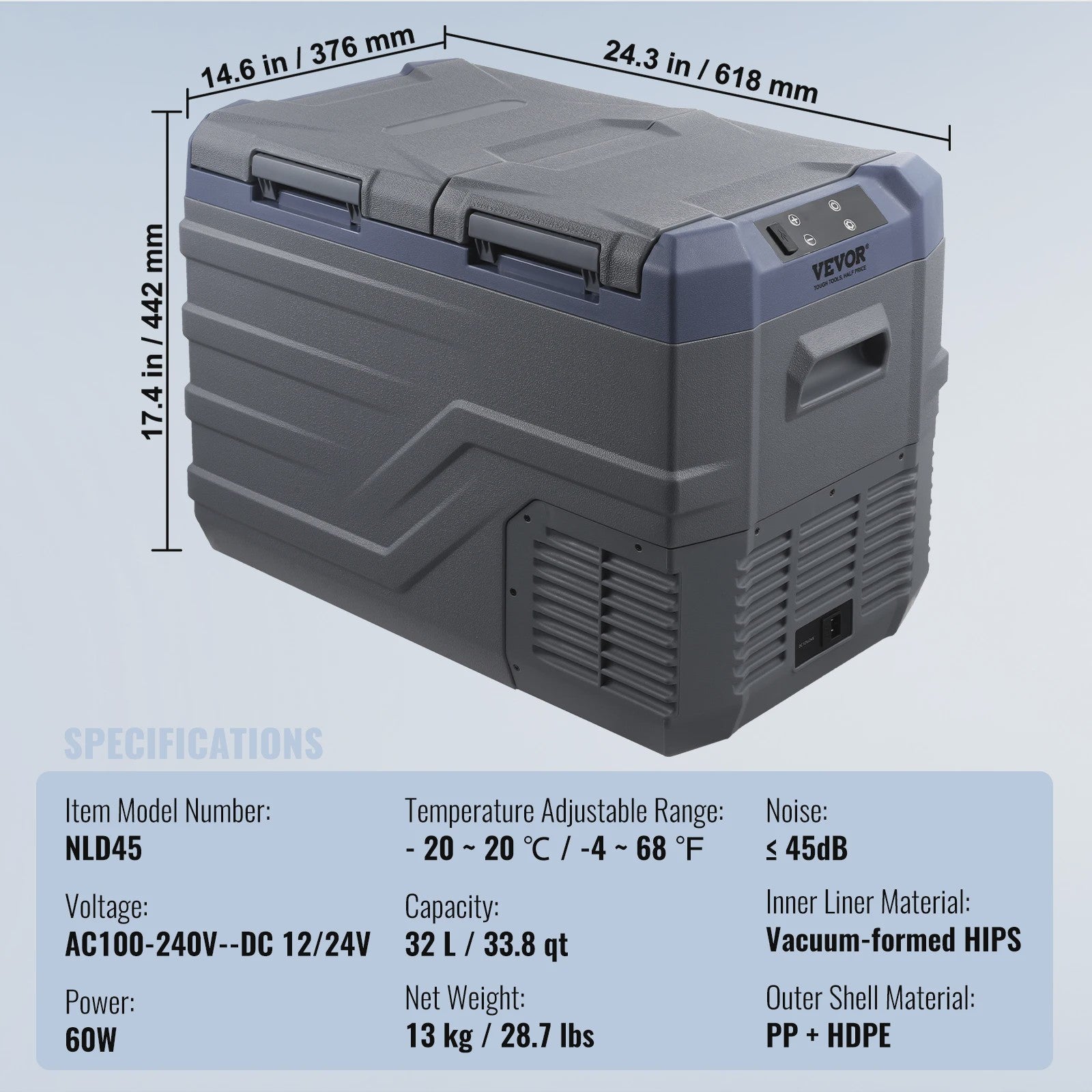 Draagbare Dubbel Zone Vriezer Koelkast met Compressor - 12/24V DC & AC