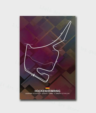 Formule 1 Circuit Poster Canvas - F1 Race Track Kunst Print voor Woonkamer Decoratie