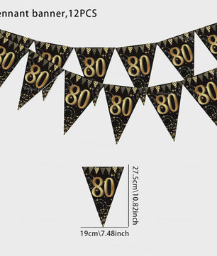 Black Gold Verjaardag Banner - Slingers voor 30, 40, 50, 60 Jaar Feestdecoratie