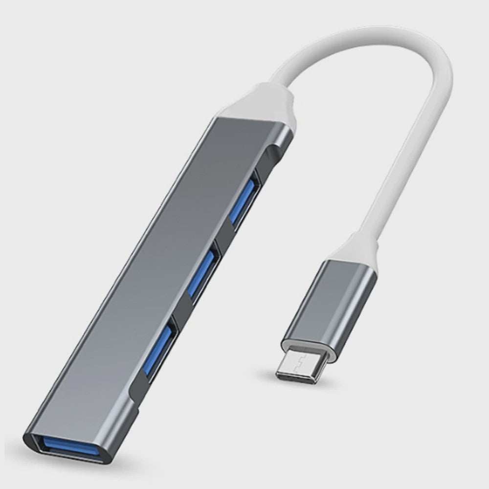 USB C Hub 3.0 met 4 Poorten (1x USB 3.0, 3x USB 2.0) & OTG Functie - Aluminium Adapter voor Laptop & PC