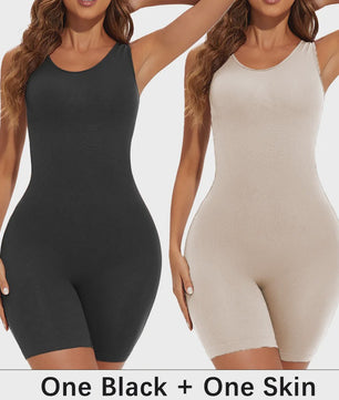 Naadloze Body Shaper Bodysuit met Brede Bandjes - Volledige Compressie & Dij Slimming