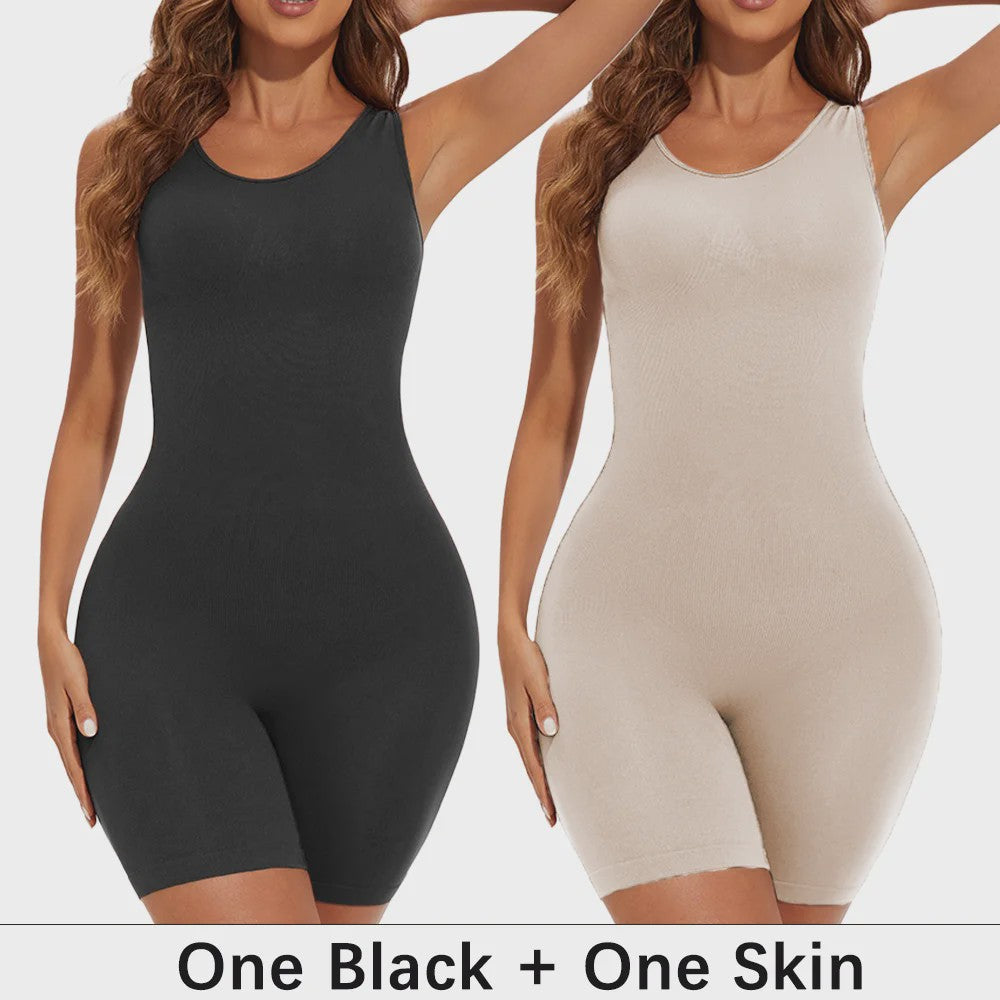 Naadloze Body Shaper Bodysuit met Brede Bandjes - Volledige Compressie & Dij Slimming