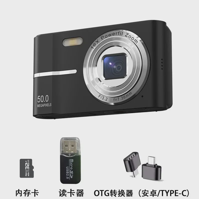 50MP Digitale Camera met 16x Zoom & 4K Video - Ideaal voor Studenten & Outdoor Avonturen