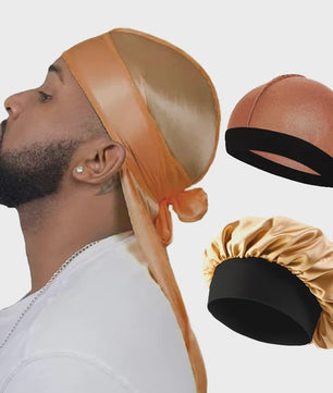 3-delige Set Zijdezachte Durags, Wave Caps & Satin Bonnets - Unisex