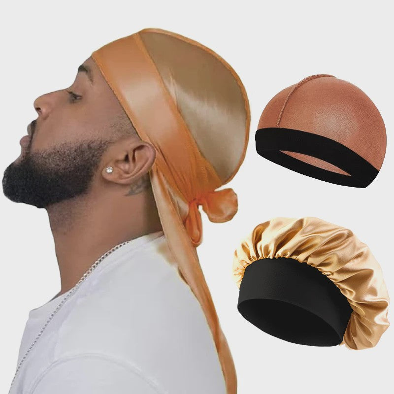 3-delige Set Zijdezachte Durags, Wave Caps & Satin Bonnets - Unisex